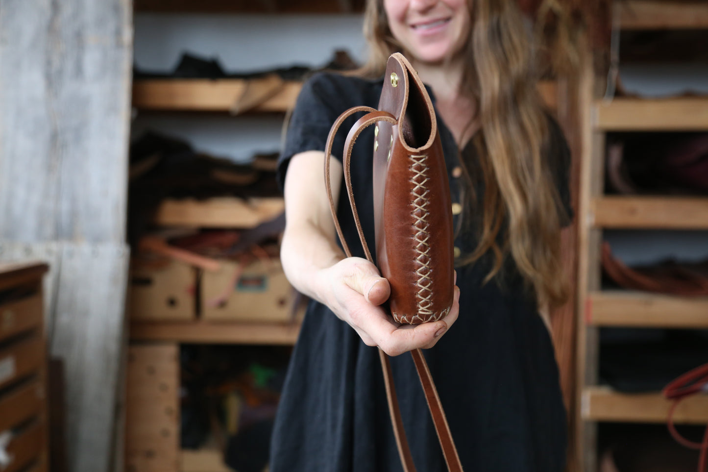 Small Chestnut Minimalist Crossbody Bag