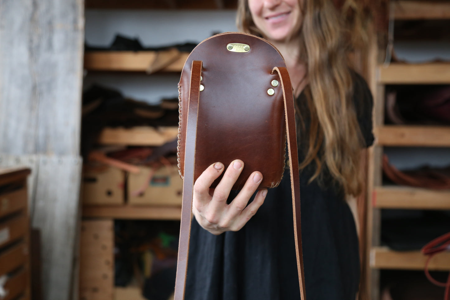 Small Chestnut Minimalist Crossbody Bag