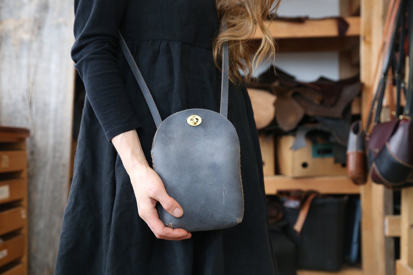 Slate Grey Small Minimalist Crossbody Bag