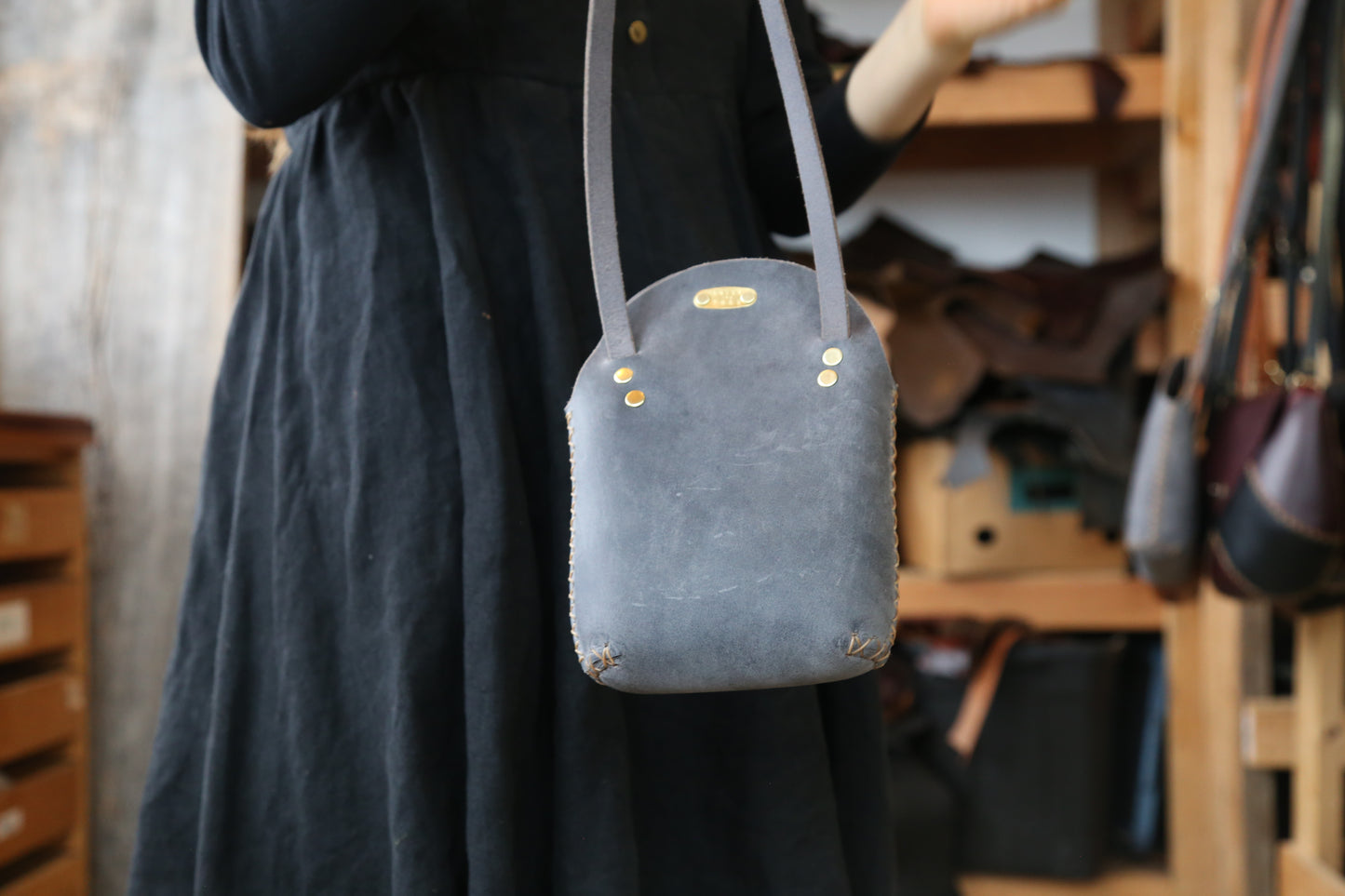 Slate Grey Small Minimalist Crossbody Bag
