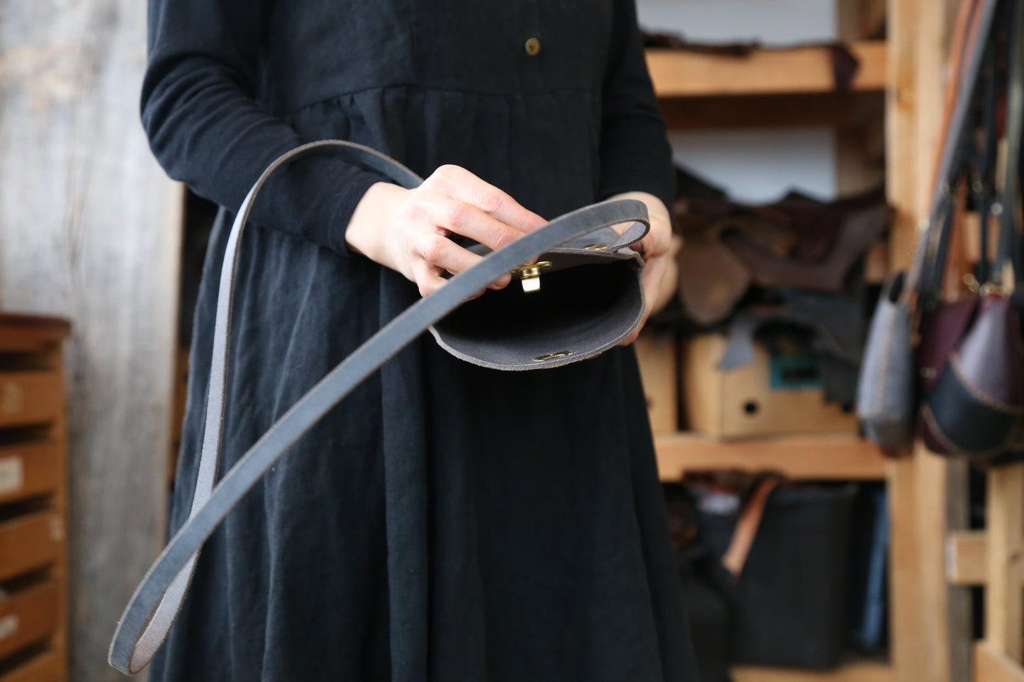 Slate Grey Small Minimalist Crossbody Bag