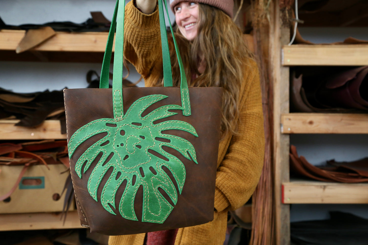 monstera purse Leather Totes and Purses for Women made in Ithaca NY by Under the Tree – Artifact Leather Company
