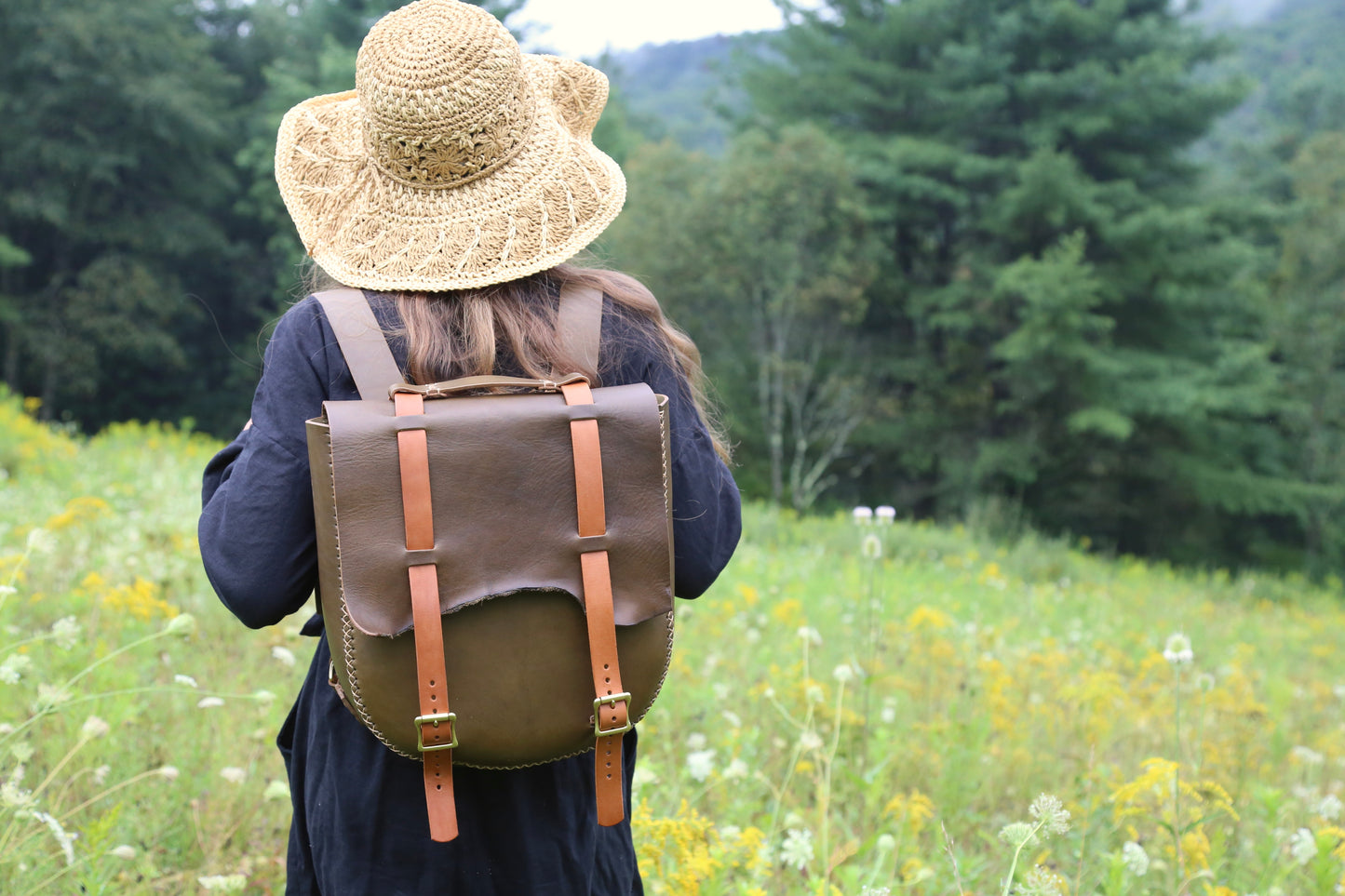 Hand stitched Olive English Bridle Leather Backpack – Artifact Leather Company