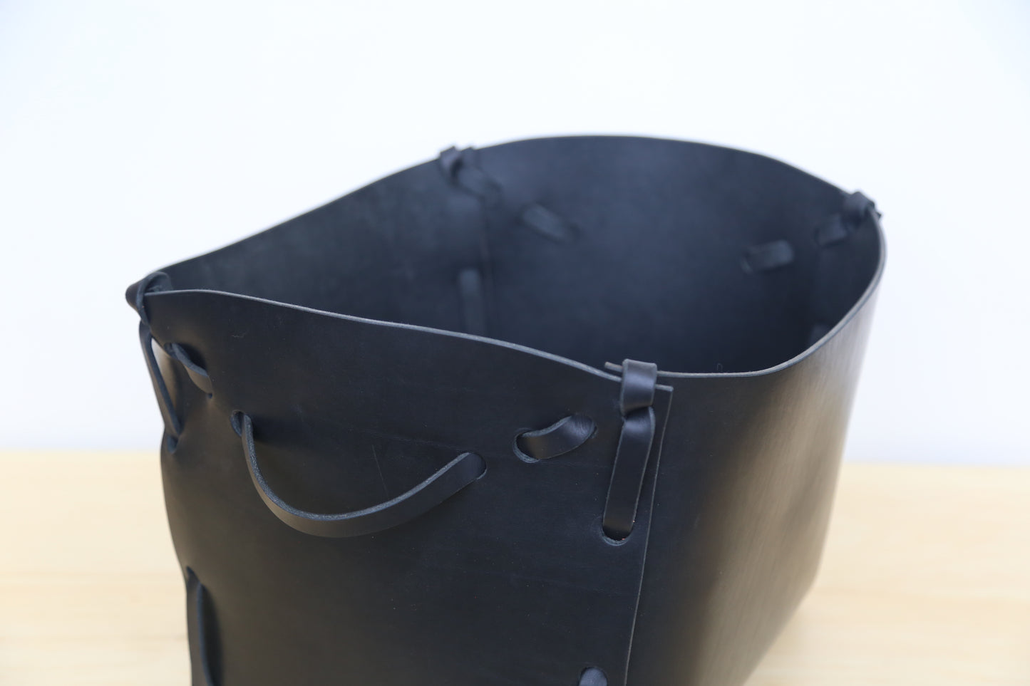 Large leather basket