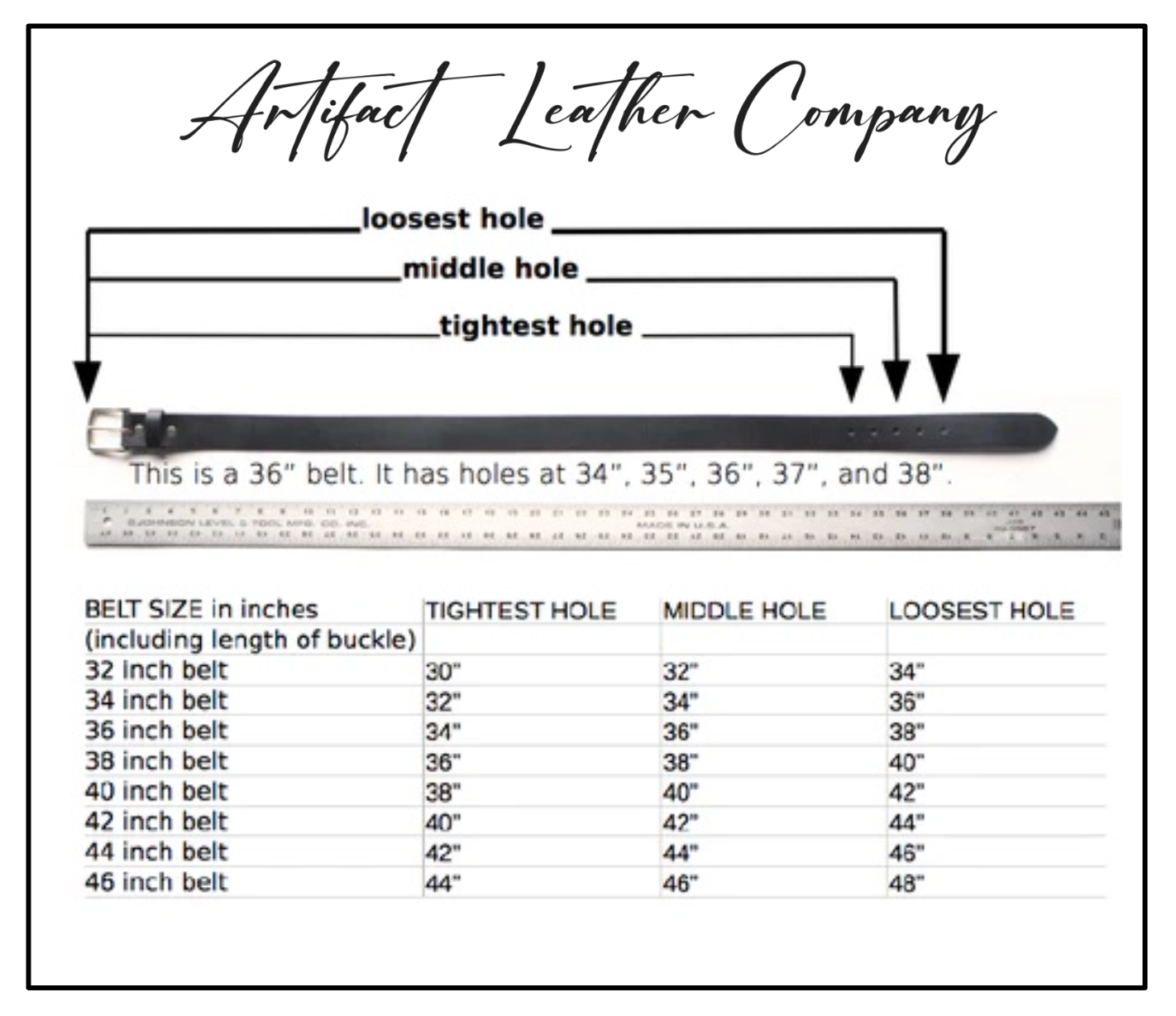 Belt Sizing Artifact Leather Company