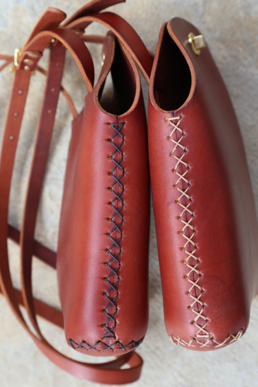 Large Minimalist Crossbody Bag in Cherrywood Red