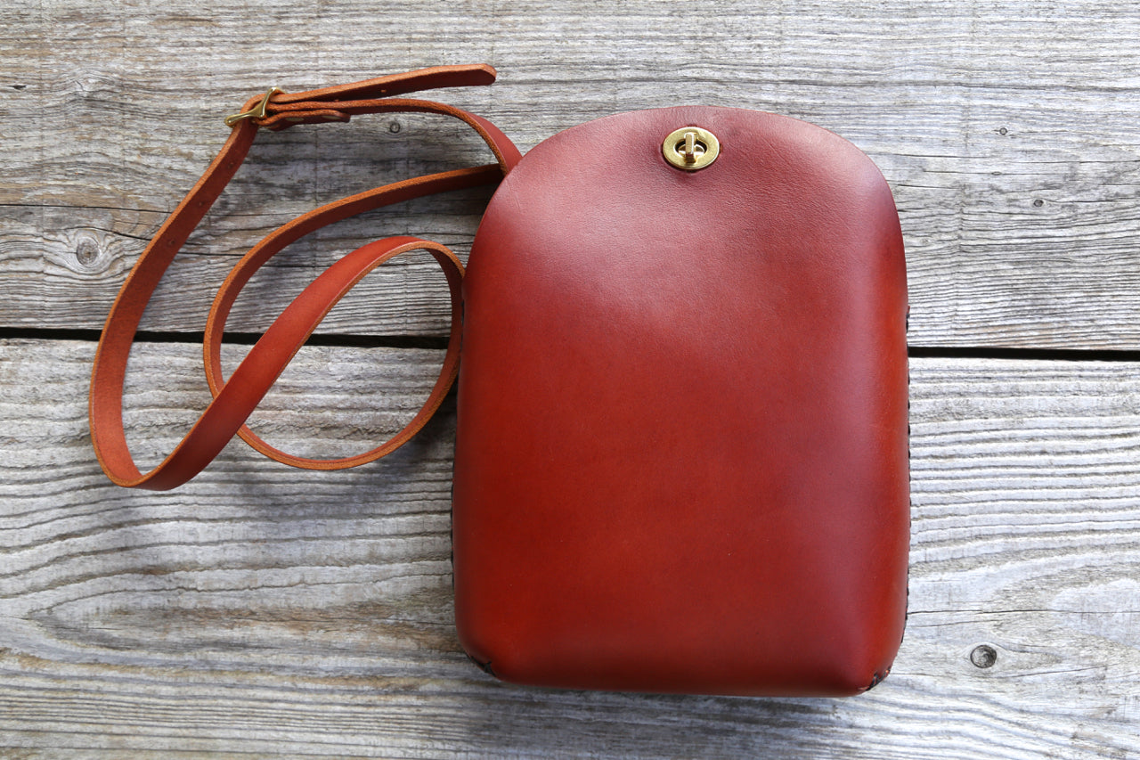 Large Minimalist Crossbody Bag in Cherrywood Red