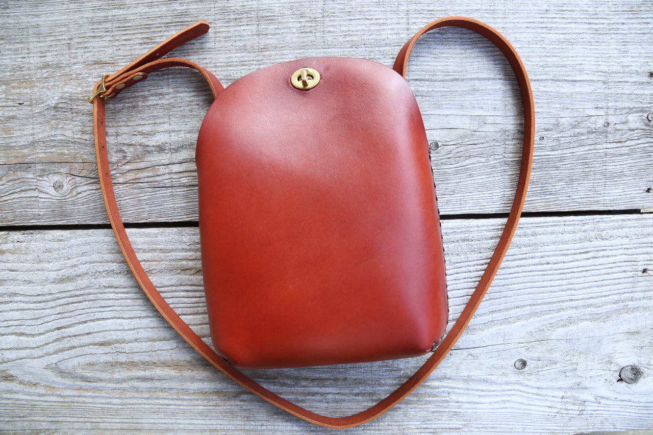 Large Minimalist Crossbody Bag in Cherrywood Red