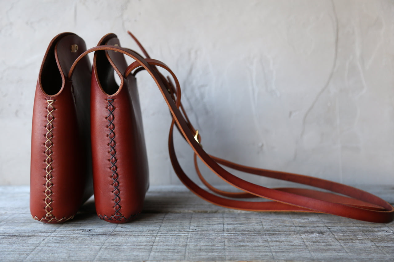 Large Minimalist Crossbody Bag in Cherrywood Red