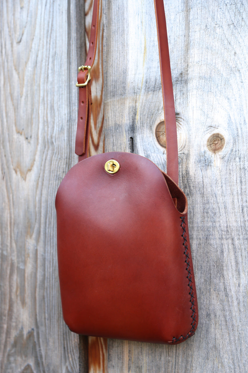 Large Minimalist Crossbody Bag in Cherrywood Red