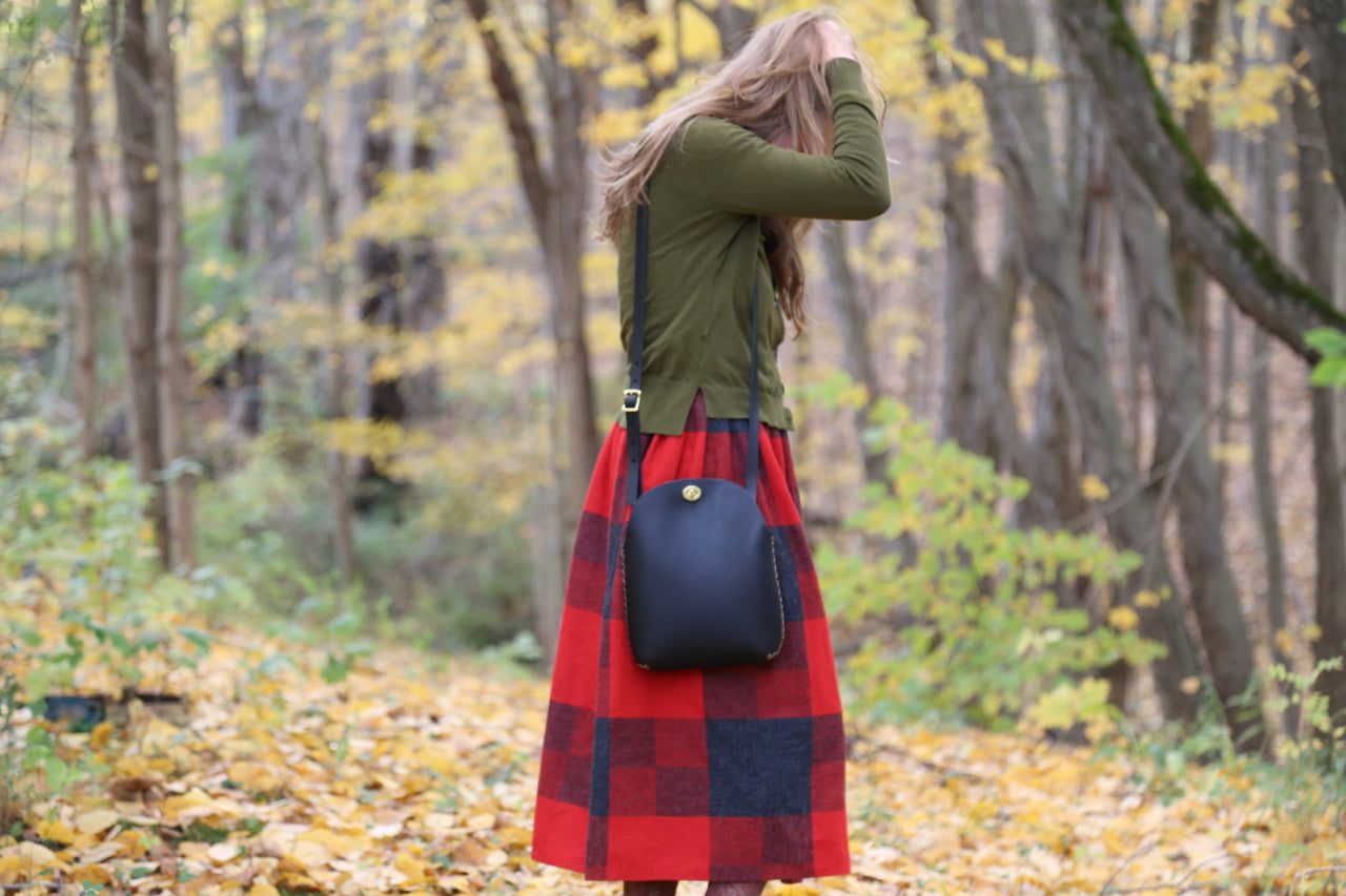 Large Minimalist Crossbody Bag in Cherrywood Red